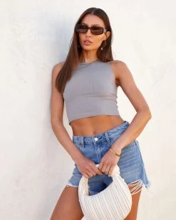 NIKI-001 Halo Seamless Crop Top - Grey