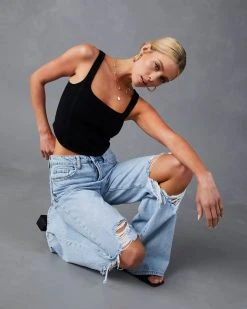 INTO-001 Hyped Up Crop Tank - Black