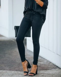 KANC-001 Night Out Mid Rise Coated Skinny - FINAL SALE