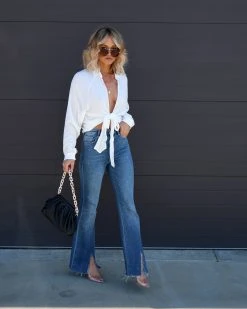 EMOR-001 Breeza Front Tie Top - White