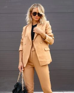 FATE-001 Making Boss Moves Pocketed Blazer - Camel - FINAL SALE