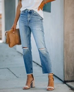 VERV-001 Kris High Rise Distressed Denim - FLASH FINAL SALE