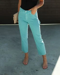 FLYI-001 Vegas High Waisted Straight Leg Jeans - Blue