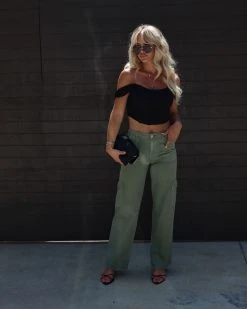 FLYI-001 Thrill Chaser High Rise Cargo Pants - Army Green