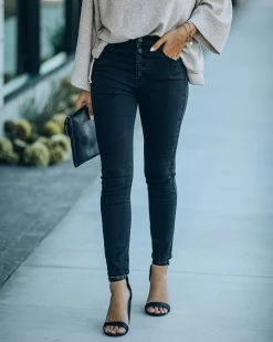 HIDD-002 Plural High Rise Button Front Skinny - FINAL SALE