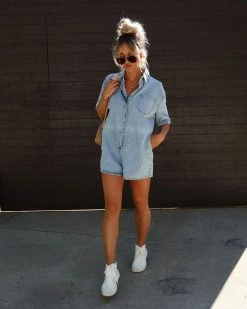 MABL-001 Beatrix Denim Pocketed Romper