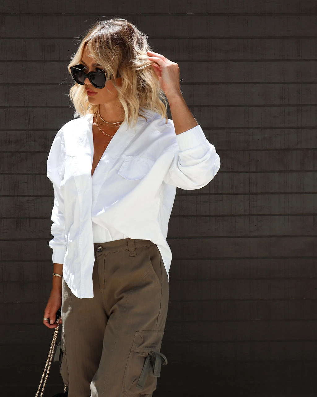 POL-001 Brynn Button Down Top - White - Image 5