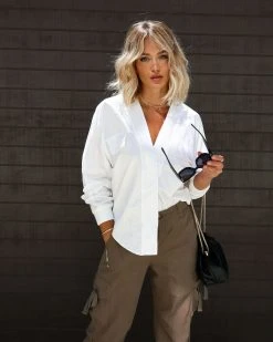 POL-001 Brynn Button Down Top - White