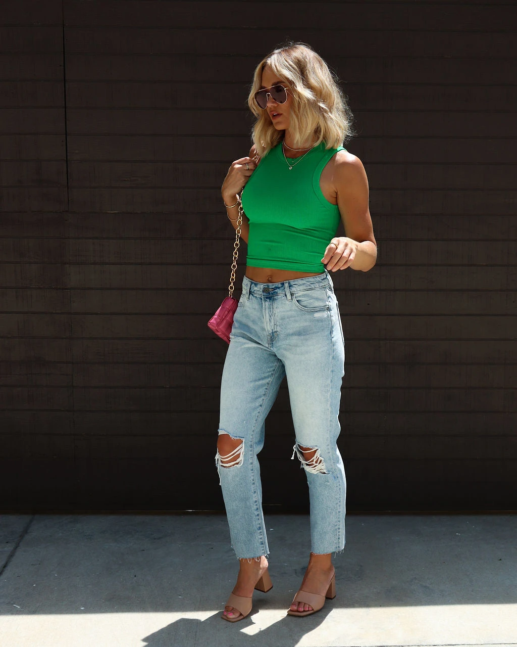 CHRY-001 Forever Thing Ribbed Crop Tank - Green - Image 4