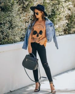 LULU-001 Skeleton In The Closet Distressed Cotton Tee - FINAL SALE