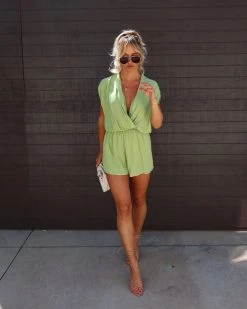 HYFV-001 Janette Drape Romper - Light Olive