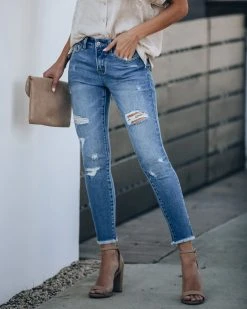 VERV-001 Renew Mid Rise Frayed Ankle Skinny - FINAL SALE