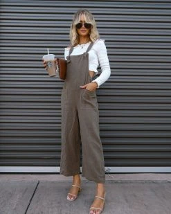 MIOU-001 Everything Nice Cotton Pocketed Jumpsuit - Dark Olive - FINAL SALE