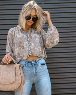 DRES-001 Etta Paisley Chiffon Blouse - FINAL SALE