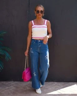 GILL-001 Rave About It High Waisted Floral Embroidered Jeans - FINAL SALE