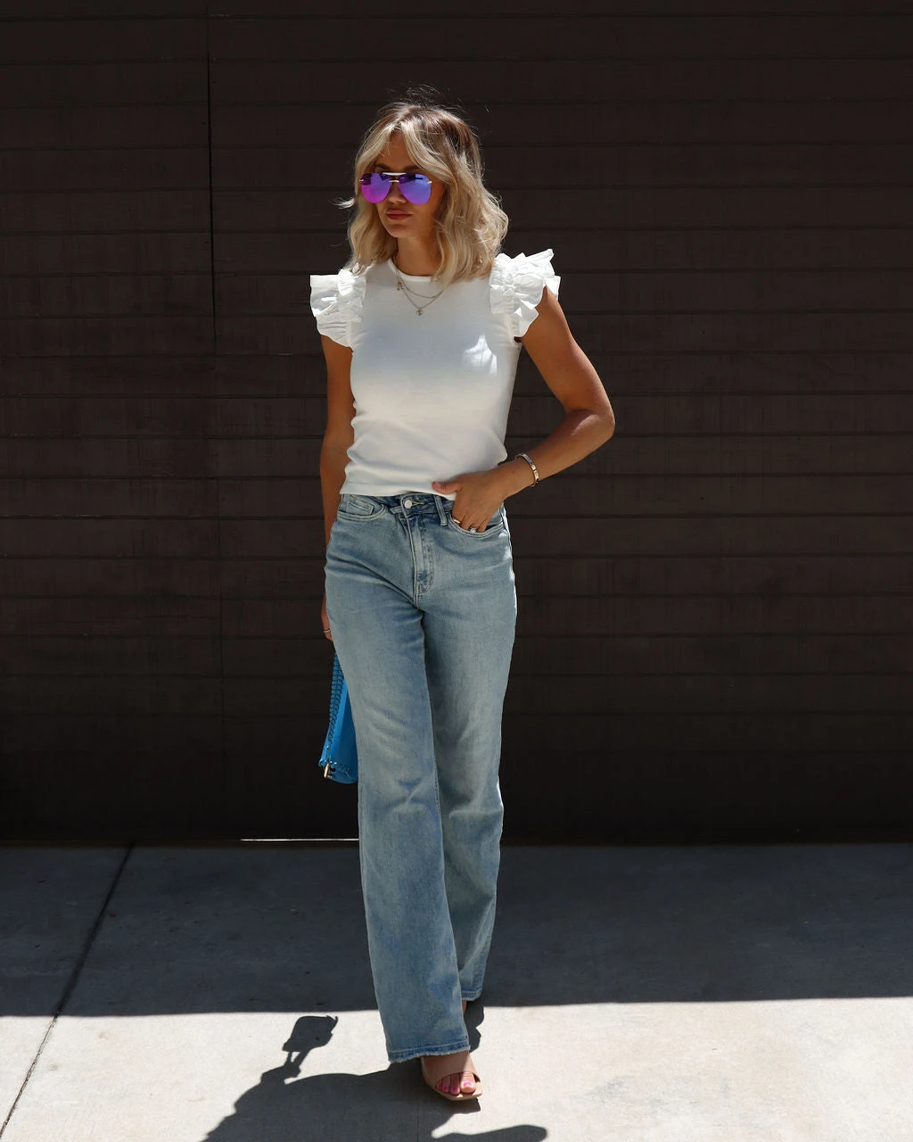 &MER-001 Lulu Ruffle Sleeve Top - White - Image 5