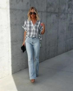 DRES-001 Be Organic Plaid Relaxed Top - SALE