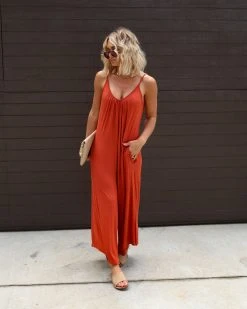 CHRY-001 Tabitha Pocketed Jumpsuit - Rust