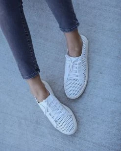 MIRA-001 Montecito Faux Leather Perforated Sneakers - White - FINAL SALE
