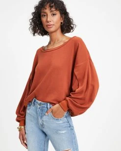 ACOA-001 Jerome Knit Dolman Long Sleeve Top - Rust - FINAL SALE