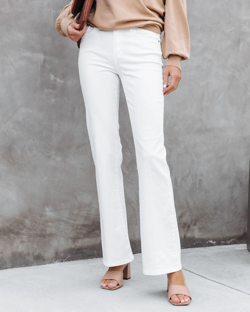SNEA-001 Jessica Mid Rise Slim Bootcut Jeans - White - SALE
