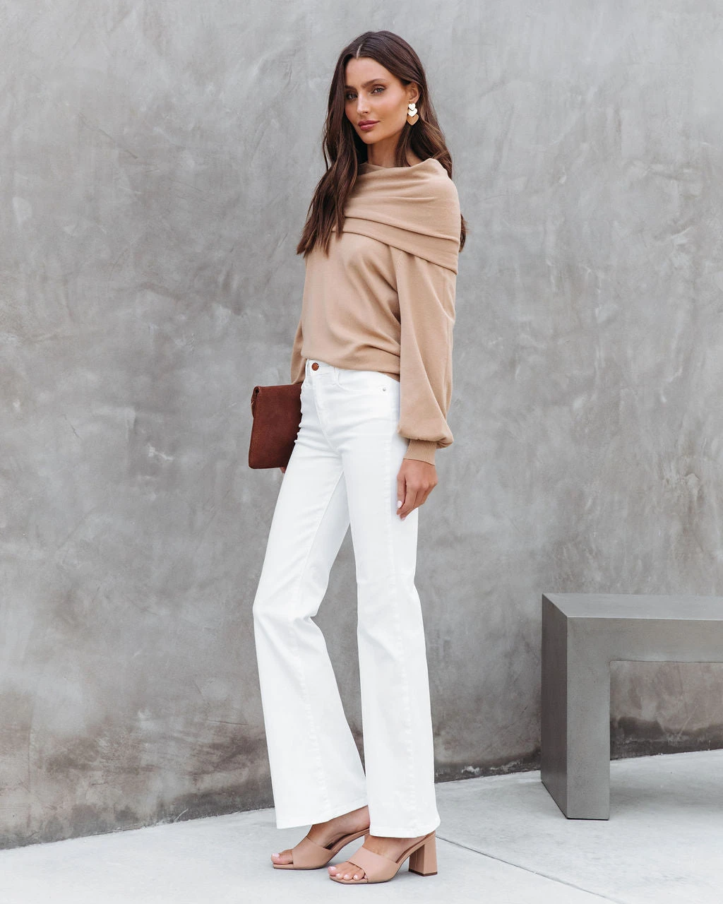 SNEA-001 Jessica Mid Rise Slim Bootcut Jeans - White - SALE - Image 5