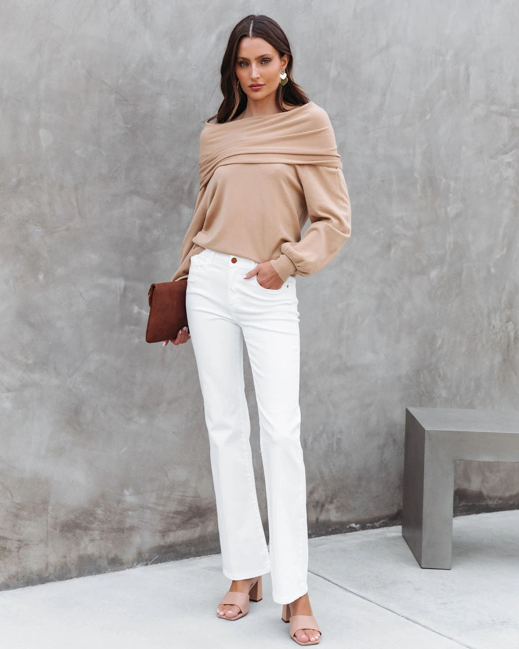 SNEA-001 Jessica Mid Rise Slim Bootcut Jeans - White - SALE - Image 3