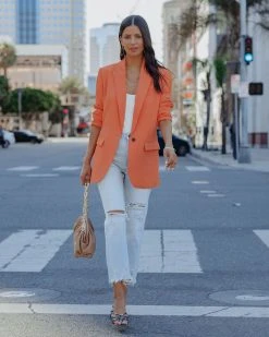 FORE-001 Joslyn Pocketed Blazer - Orange - FINAL SALE