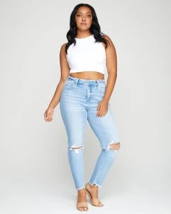 FLYI-001 Loralei Frayed Ankle High Waisted Skinny - FINAL SALE