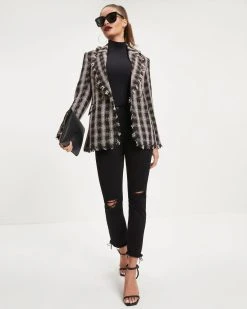 FATE-001 Laney Plaid Tweed Blazer - Black - LAST CHANCE