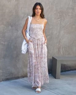 EMOR-001 Living In The Moment Floral Pocketed Smocked Jumpsuit - FINAL SALE