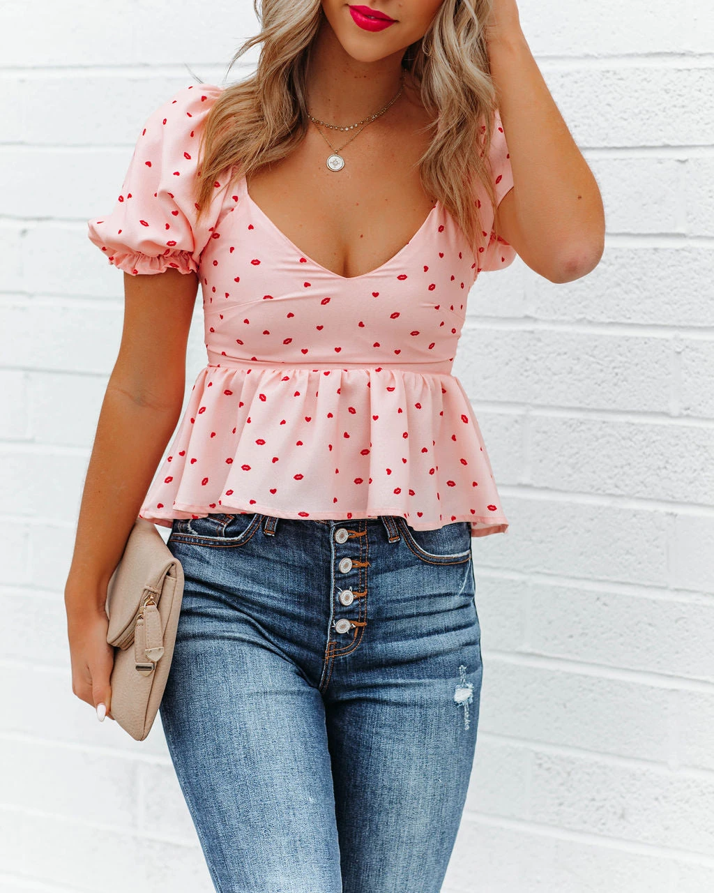 DEE-001 Lovebug Puff Sleeve Peplum Top - FINAL SALE - Image 7