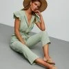 MABL-001 Loyal Pocketed Ruffle Jumpsuit - Sage