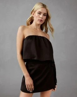 TYCH-001 Maia Strapless Wrap Romper - Black