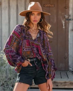 OLIV-001 Make Magic Patchwork Tassel Top - FINAL SALE