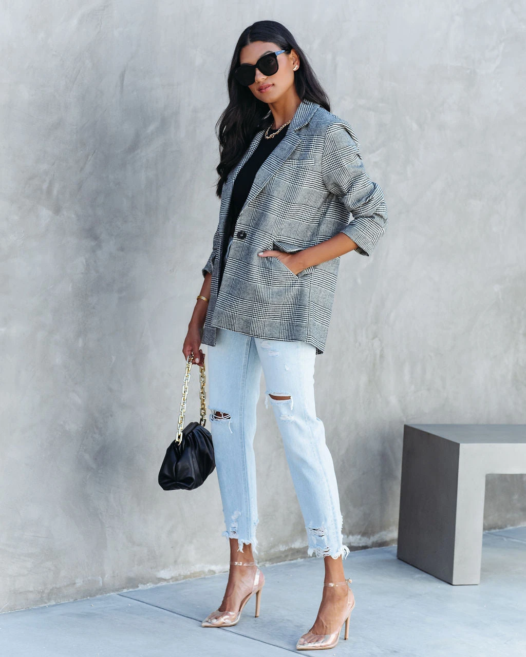 DRES-001 Markell Cotton Blend Pocketed Houndstooth Blazer - FINAL SALE - Image 6