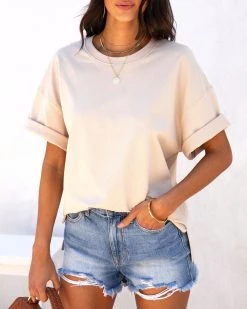 WISH-001 Marvela Cotton Tee - Taupe - FINAL SALE