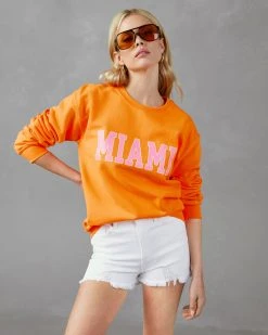 LULU-001 Miami Cotton Blend Sweatshirt - Orange