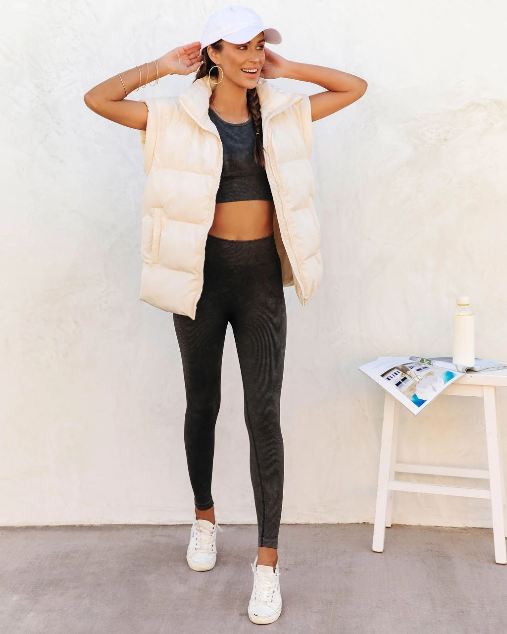 MONO-001 Mineral Ribbed High-Rise Leggings - Olive - SALE - Image 6