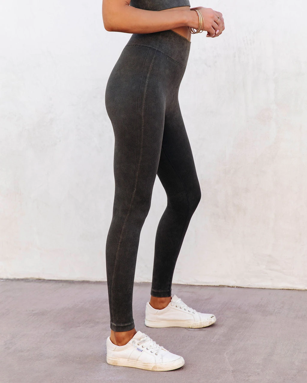 MONO-001 Mineral Ribbed High-Rise Leggings - Olive - SALE