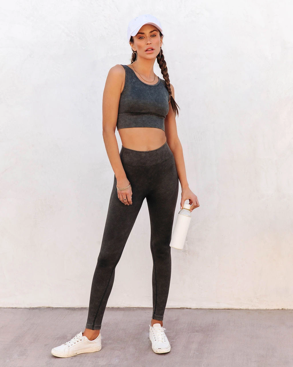 MONO-001 Mineral Ribbed High-Rise Leggings - Olive - SALE - Image 3