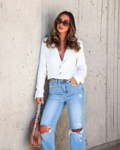 WHIT-001 Nancy Tweed Blazer - White - FINAL SALE