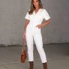 FORE-001 Whitley Cotton Blend Pocketed Jumpsuit - Ivory - FINAL SALE