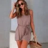 ANDR-001 Wild And Free Pocketed Romper - Mocha - SALE