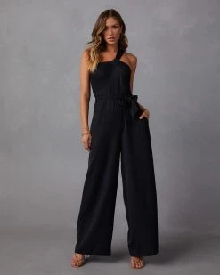 GILL-001 Sheffield One Shoulder Jumpsuit - Black