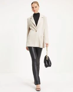 WHIT-001 Natasha Lightweight Pocketed Blazer - Light Taupe - FINAL SALE