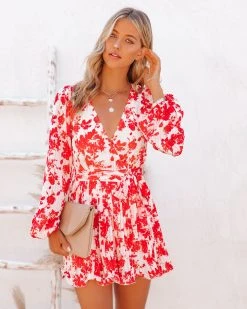 LUXX-001 No Matter What Floral Pleated Romper - FINAL SALE
