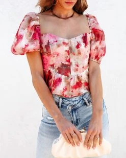 STOR-001 Palace Queen Puff Sleeve Peplum Corset Top - SALE