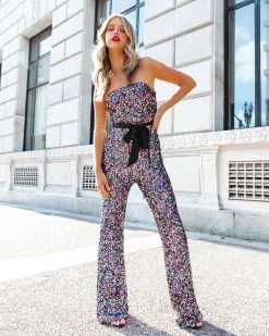 AAKA-001 Party Girl Sequin Strapless Jumpsuit - FINAL SALE