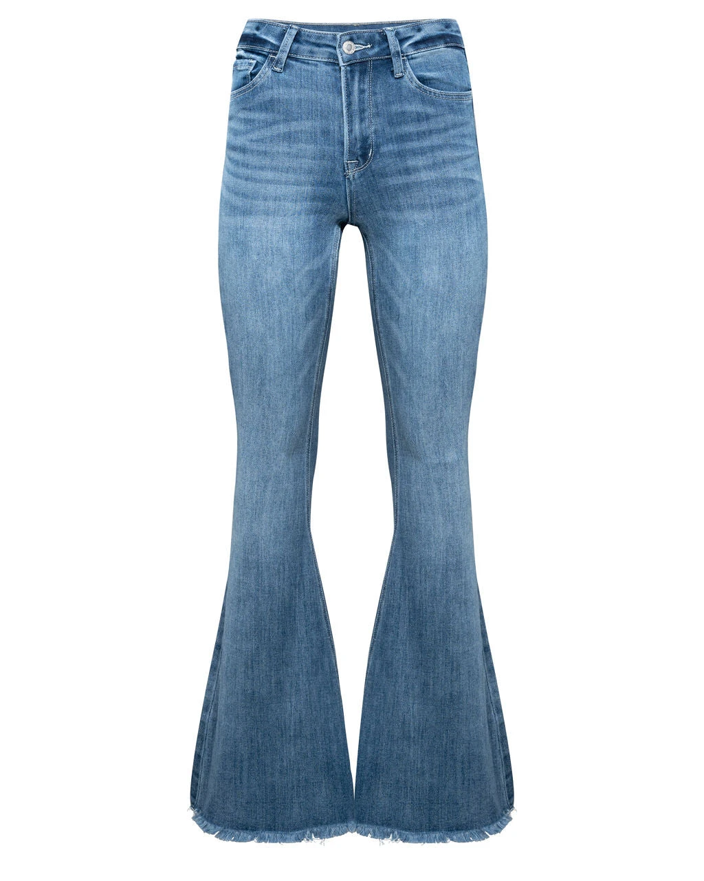FLYI-001 Penelope High Rise Stretch Frayed Hem Flared Jeans - FINAL SALE - Image 3
